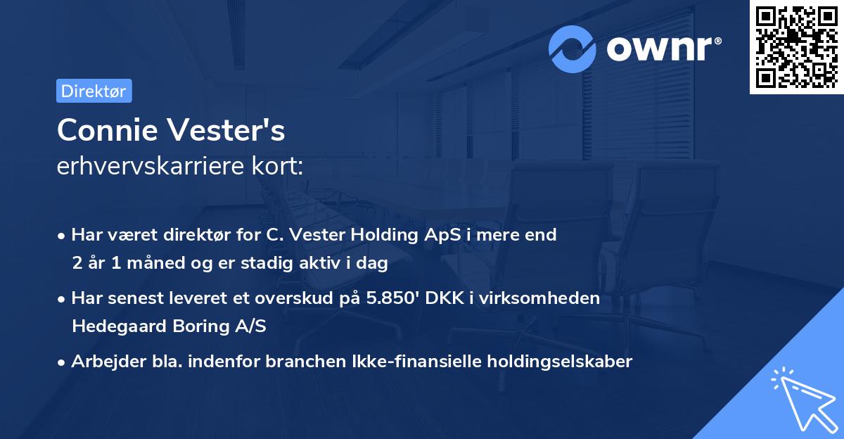 Connie Vester's erhvervskarriere kort