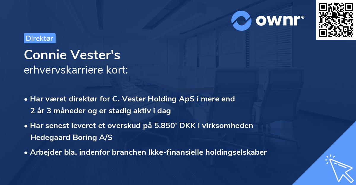 Connie Vester's erhvervskarriere kort