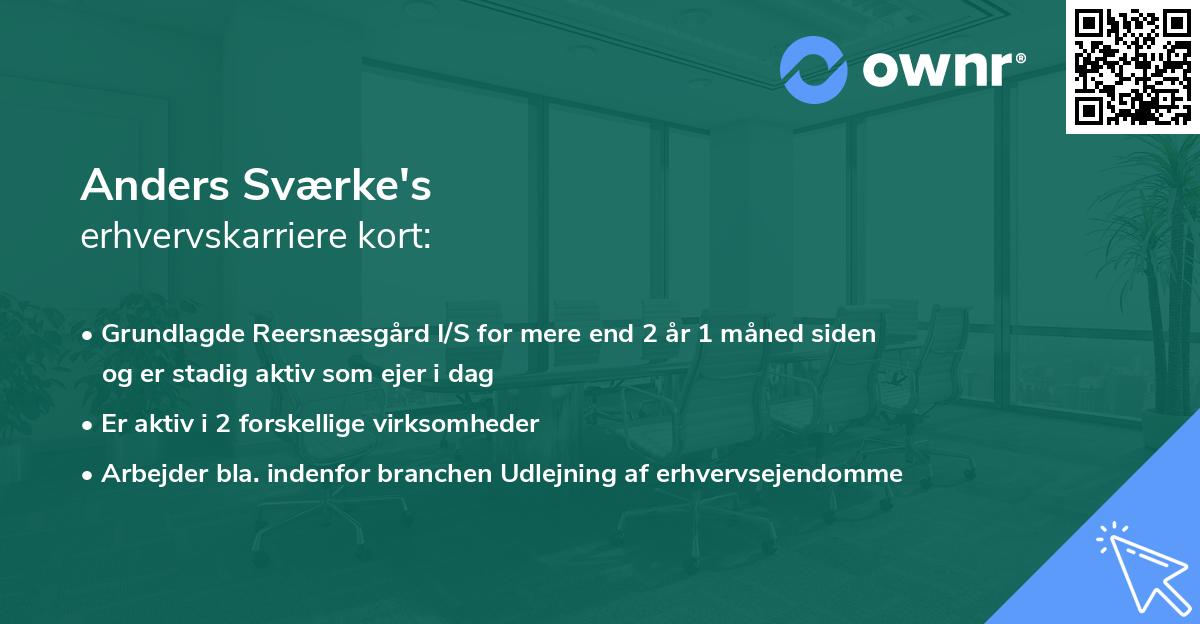 Anders Sværke's erhvervskarriere kort