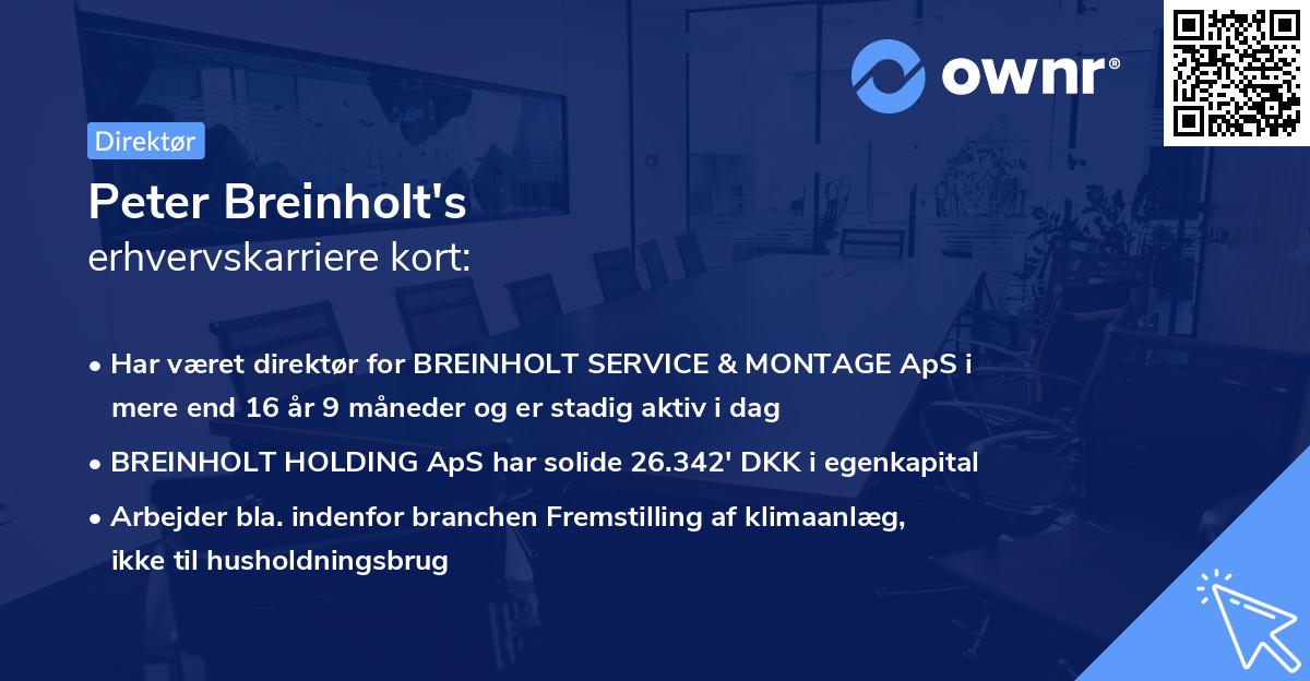 Peter Breinholt's erhvervskarriere kort