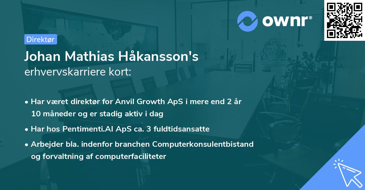 Johan Mathias Håkansson's erhvervskarriere kort