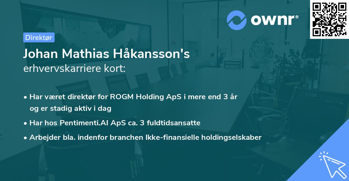Johan Mathias Håkansson's erhvervskarriere kort