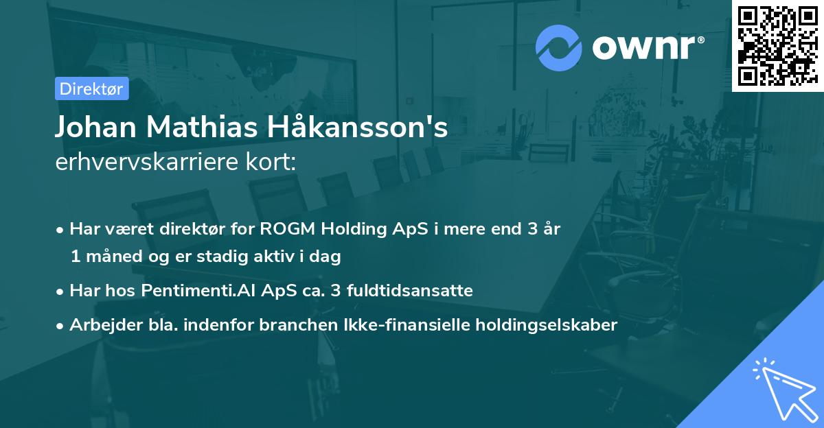 Johan Mathias Håkansson's erhvervskarriere kort