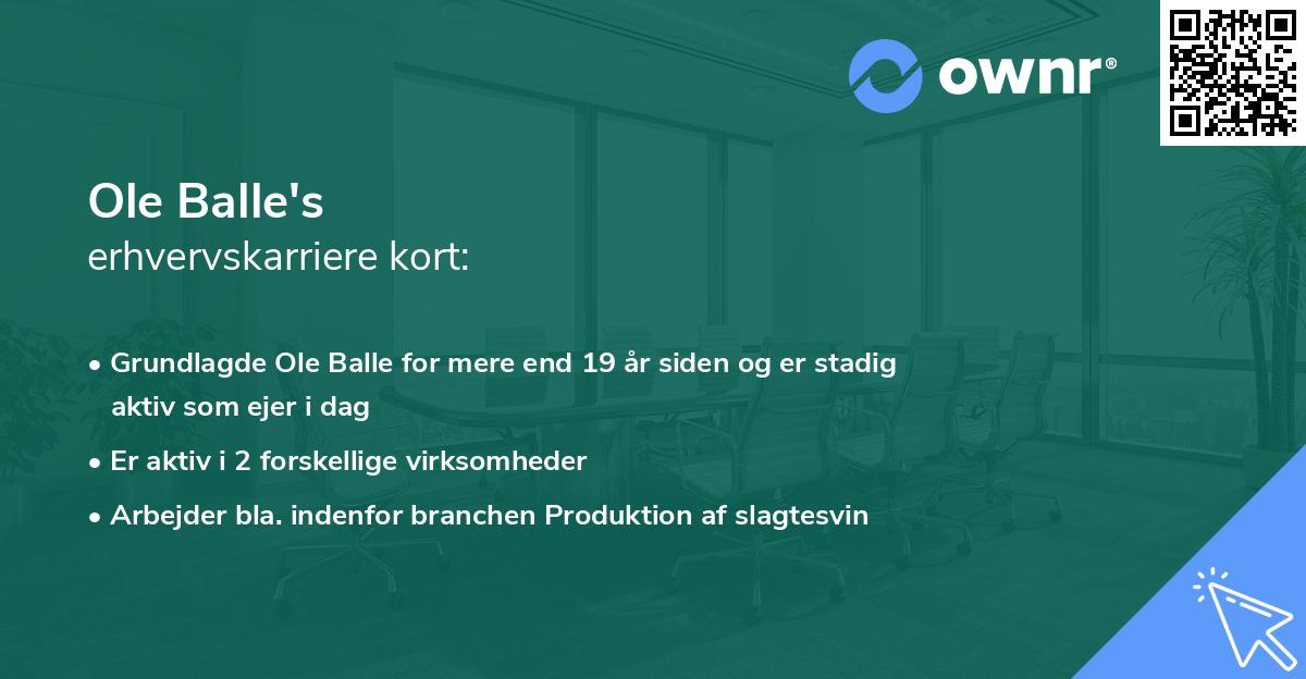 Ole Balle's erhvervskarriere kort