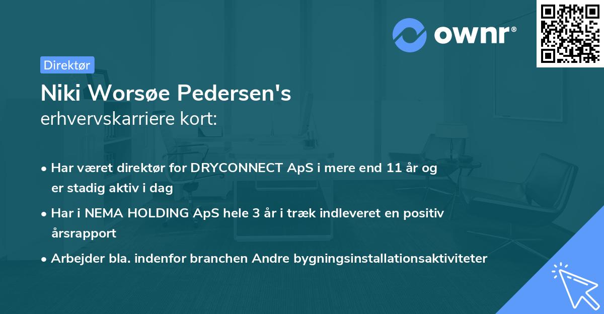 Niki Worsøe Pedersen's erhvervskarriere kort