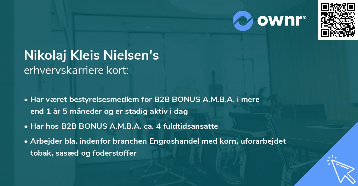 Nikolaj Kleis Nielsen's erhvervskarriere kort