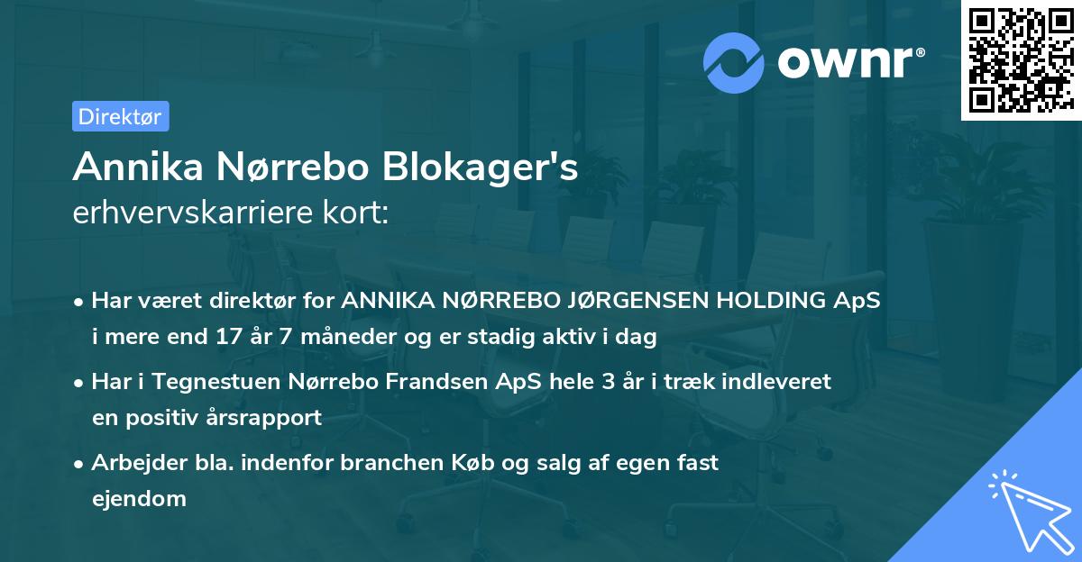 Annika Nørrebo Blokager's erhvervskarriere kort