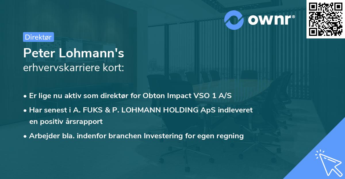Peter Lohmann's erhvervskarriere kort