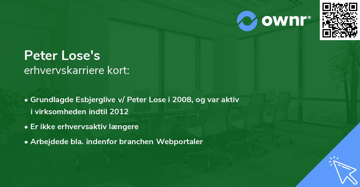 Peter Lose's erhvervskarriere kort