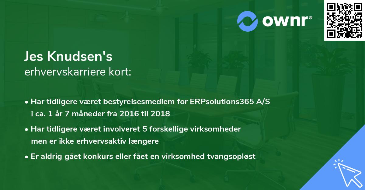 Jes Knudsen's erhvervskarriere kort