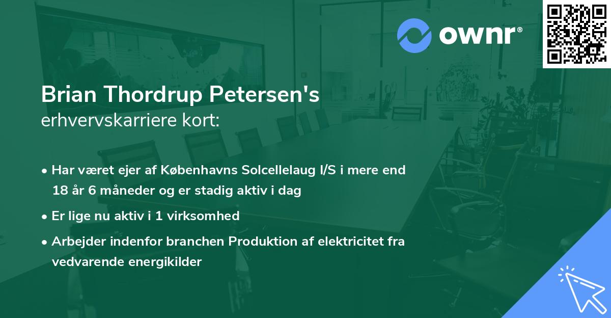 Brian Thordrup Petersen's erhvervskarriere kort