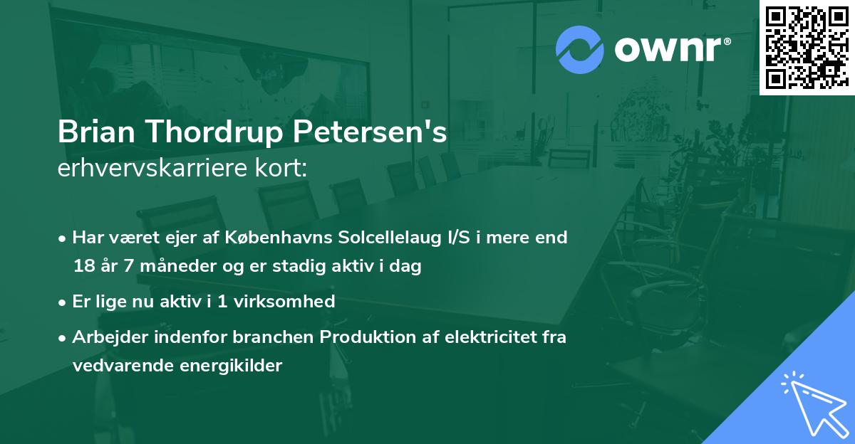 Brian Thordrup Petersen's erhvervskarriere kort