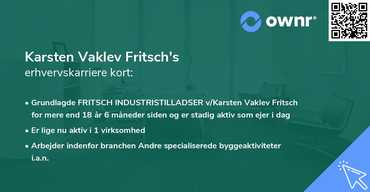 Karsten Vaklev Fritsch's erhvervskarriere kort