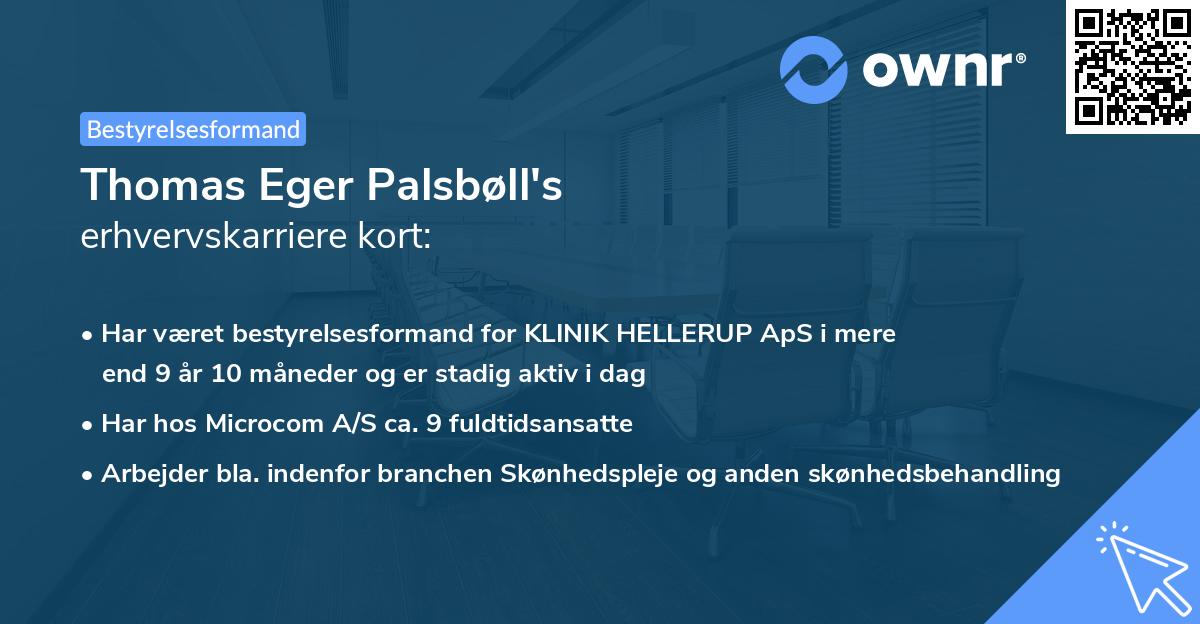 Thomas Eger Palsbøll's erhvervskarriere kort