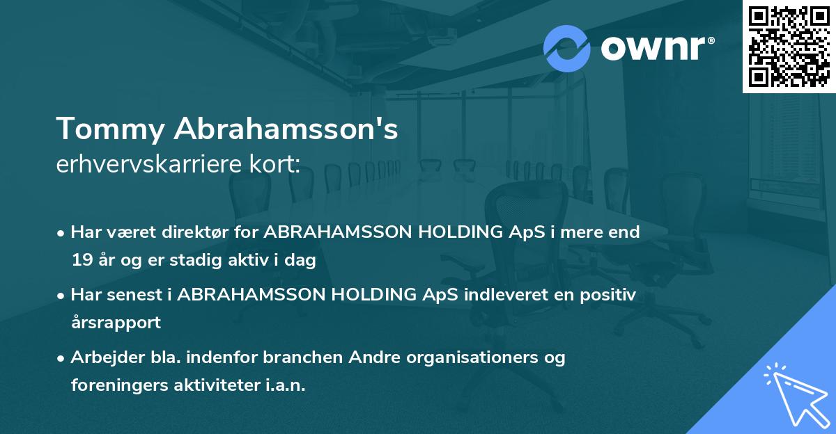 Tommy Abrahamsson's erhvervskarriere kort