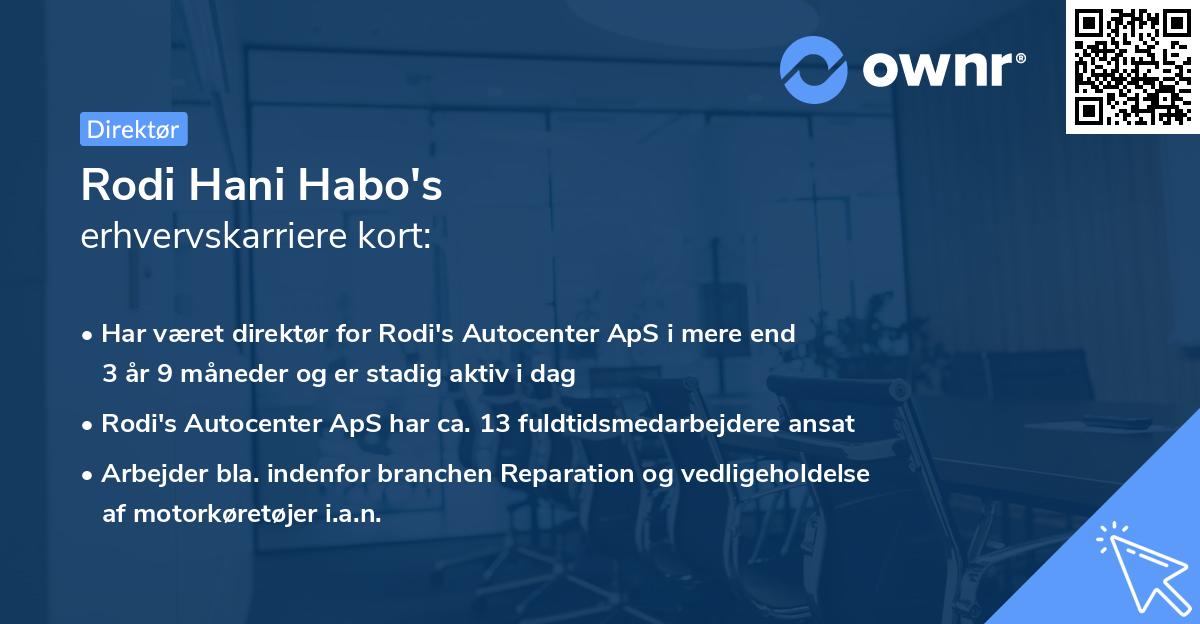 Rodi Hani Habo's erhvervskarriere kort