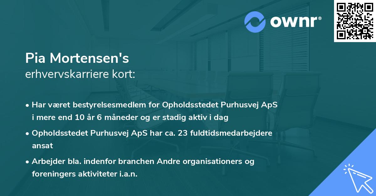 Pia Mortensen's erhvervskarriere kort