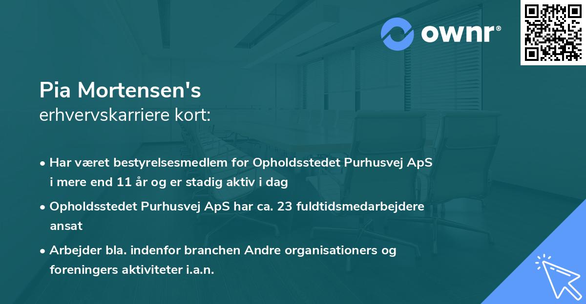 Pia Mortensen's erhvervskarriere kort
