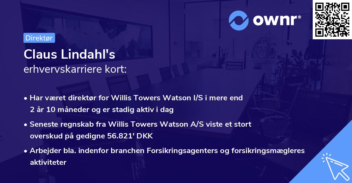 Claus Lindahl's erhvervskarriere kort