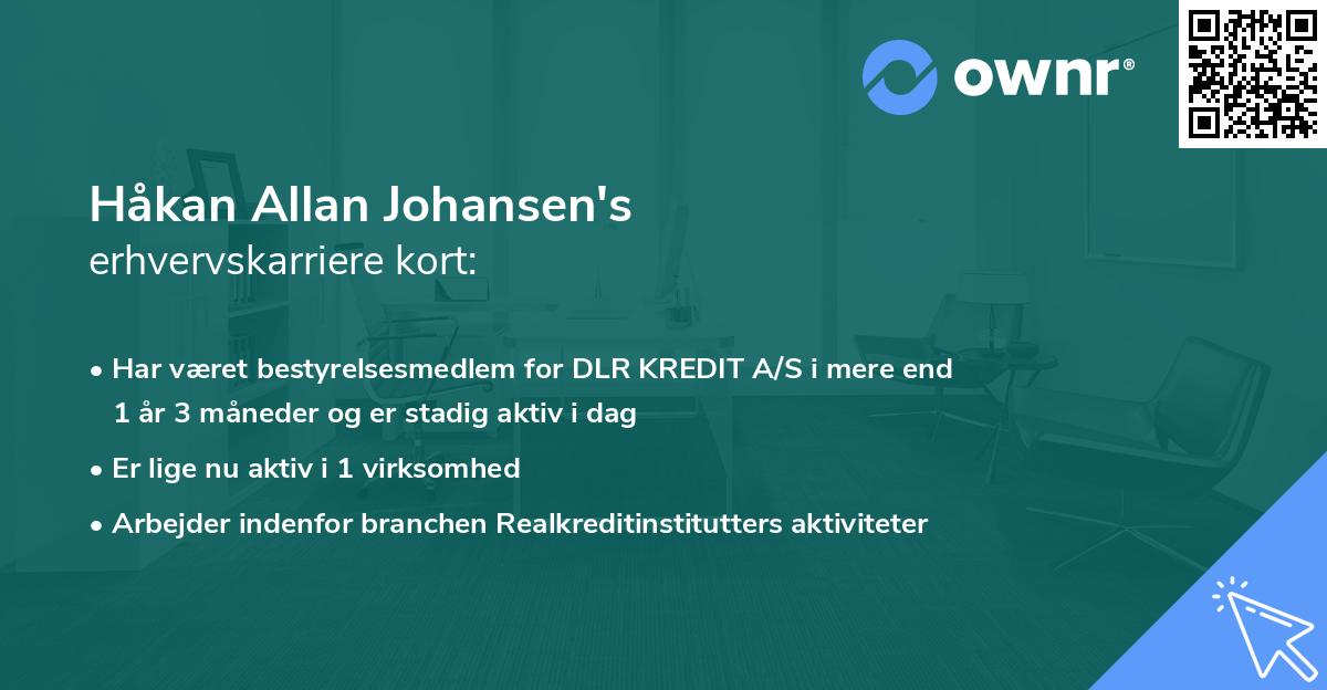 Håkan Allan Johansen's erhvervskarriere kort