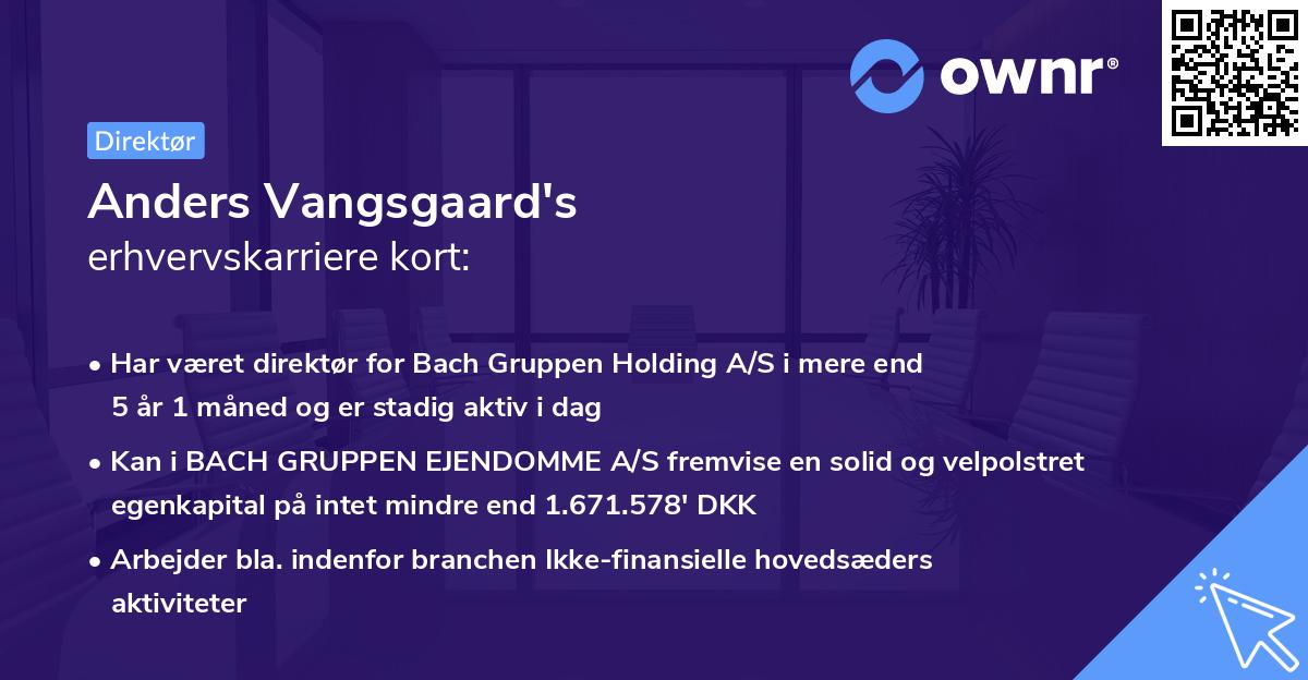 Anders Vangsgaard's erhvervskarriere kort
