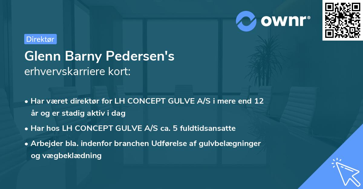Glenn Barny Pedersen's erhvervskarriere kort