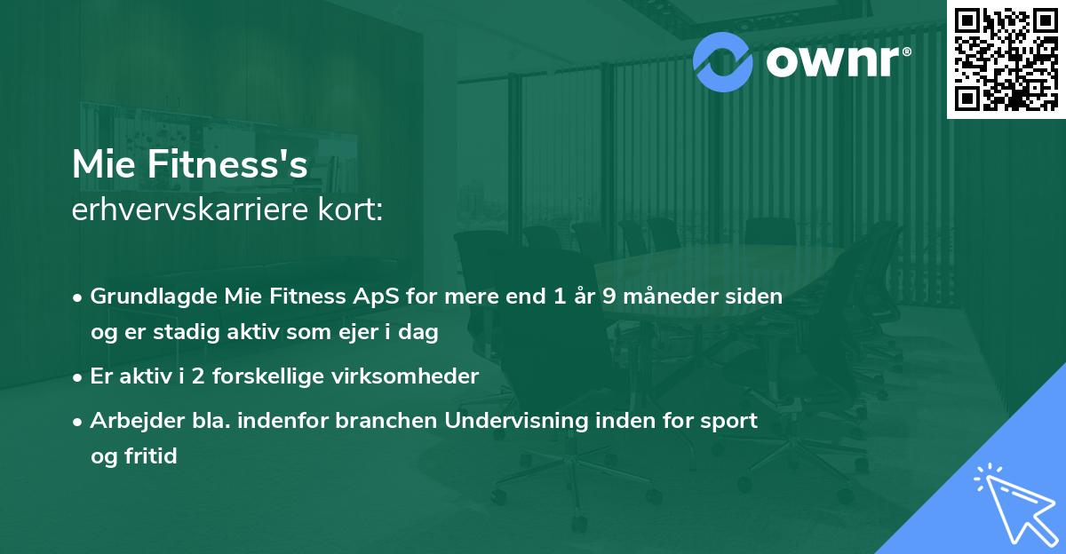 Mie Fitness's erhvervskarriere kort