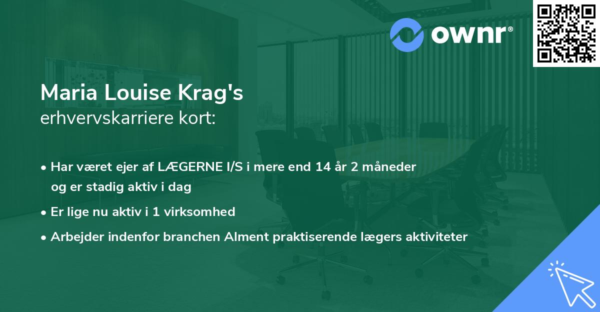 Maria Louise Krag's erhvervskarriere kort