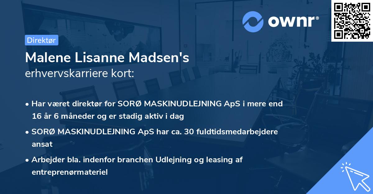 Malene Lisanne Madsen's erhvervskarriere kort