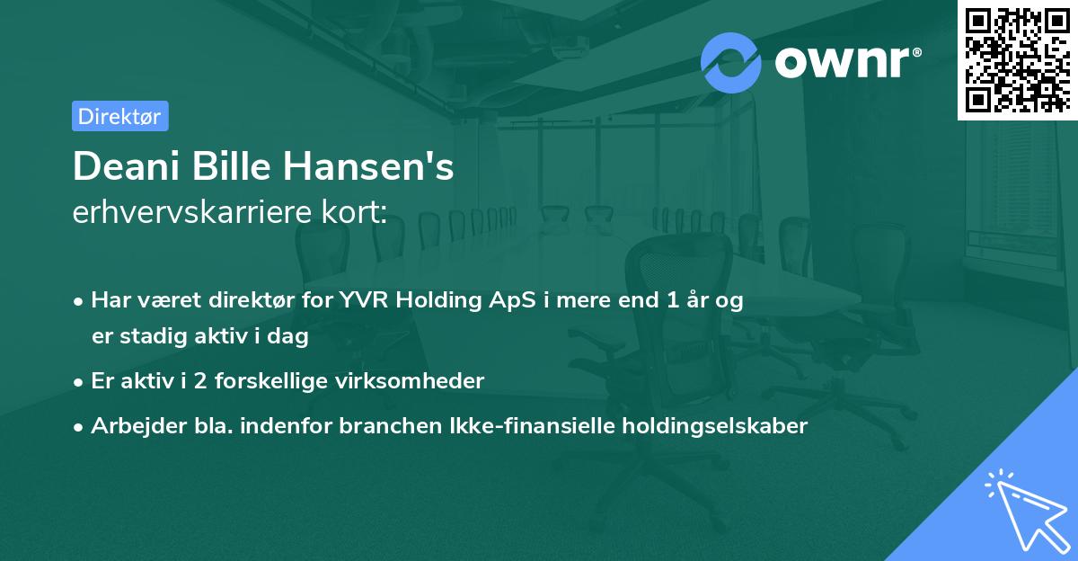 Deani Bille Hansen's erhvervskarriere kort
