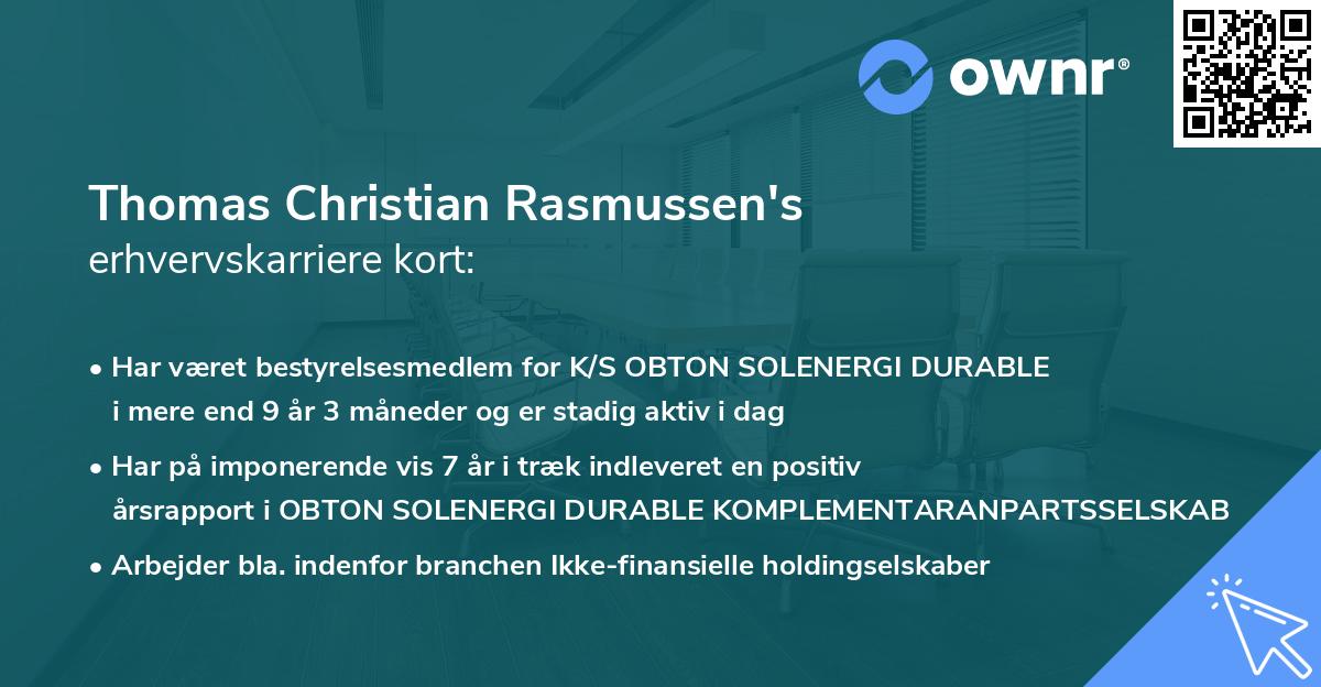 Thomas Christian Rasmussen's erhvervskarriere kort