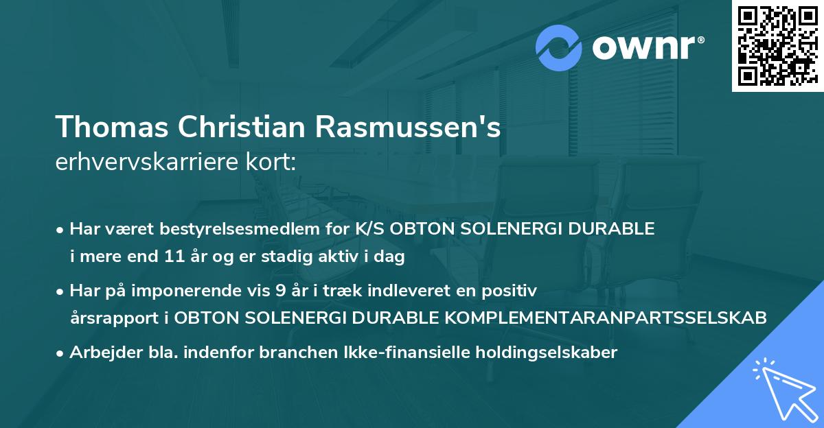Thomas Christian Rasmussen's erhvervskarriere kort