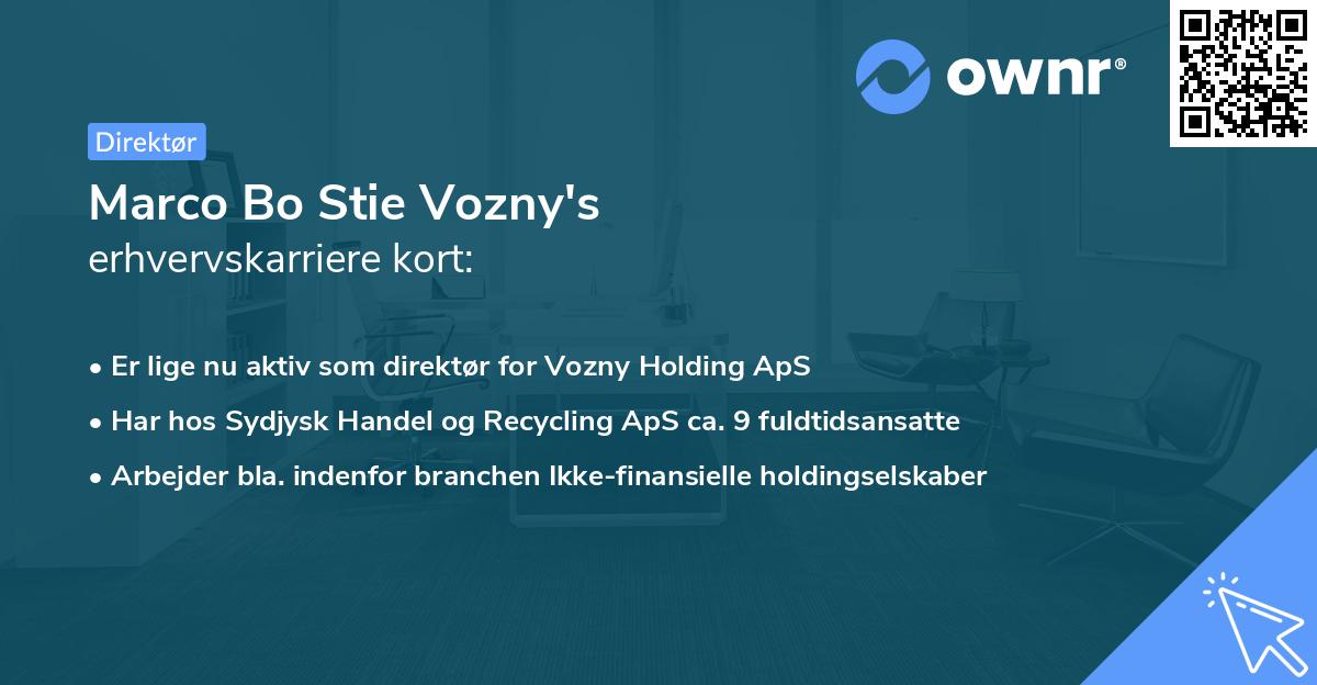 Marco Bo Stie Vozny's erhvervskarriere kort