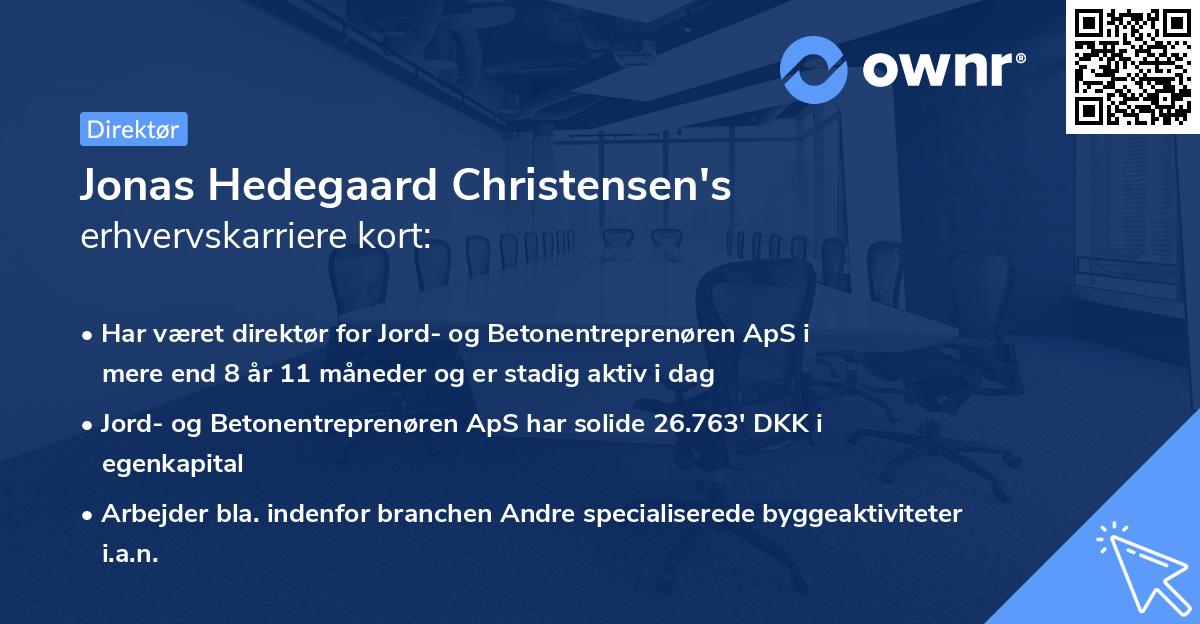 Jonas Hedegaard Christensen's erhvervskarriere kort