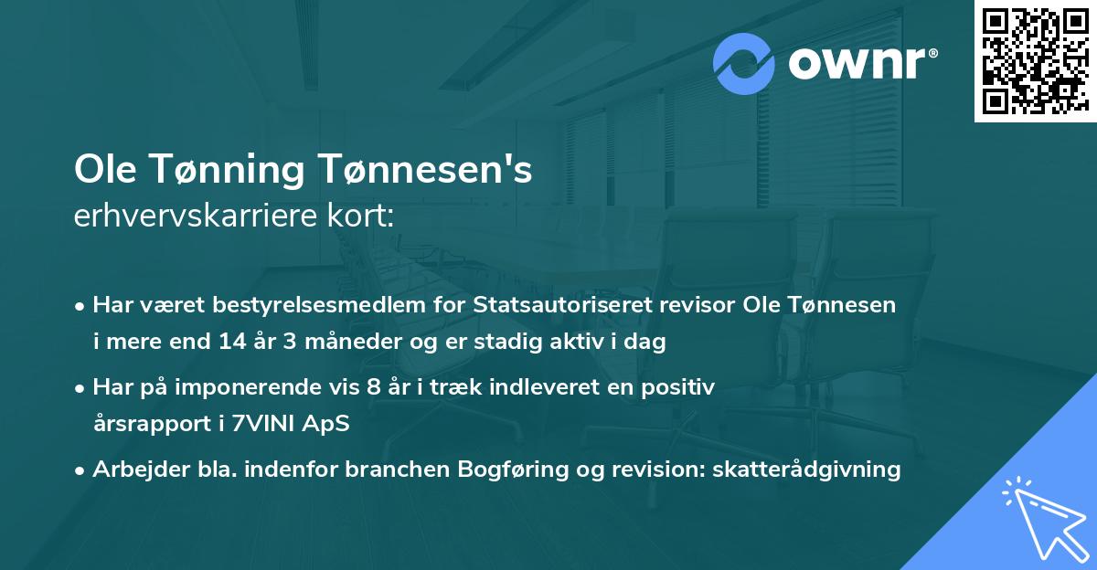 Ole Tønning Tønnesen's erhvervskarriere kort