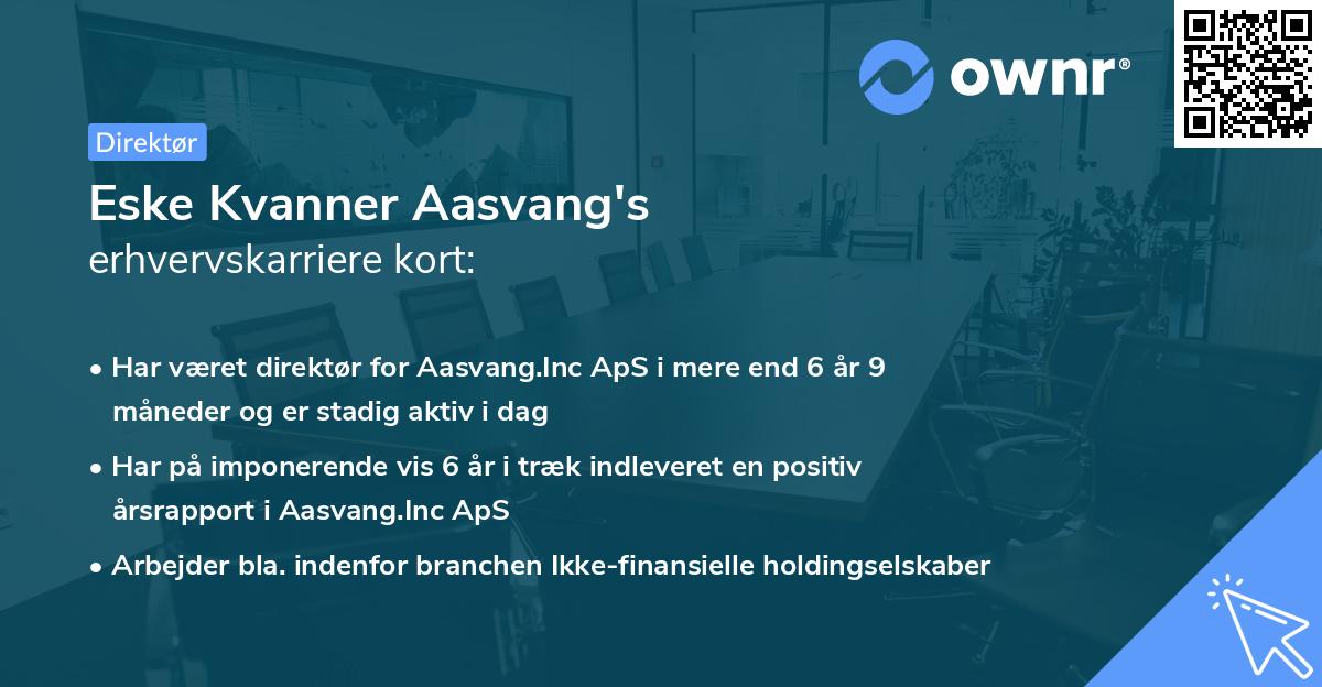 Eske Kvanner Aasvang's erhvervskarriere kort
