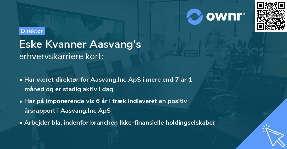 Eske Kvanner Aasvang's erhvervskarriere kort