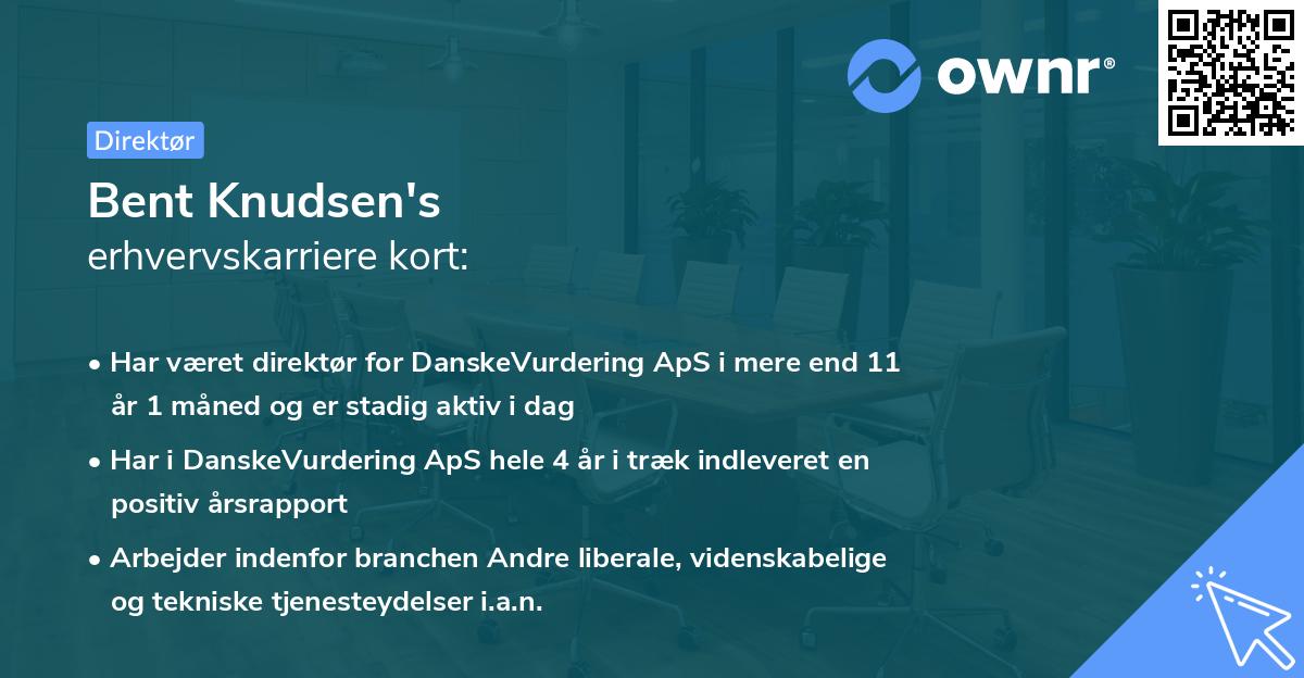 Bent Knudsen's erhvervskarriere kort