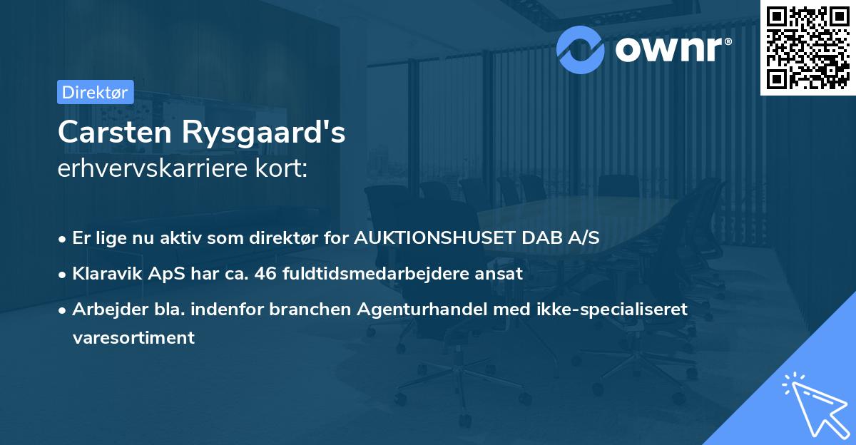 Carsten Rysgaard's erhvervskarriere kort