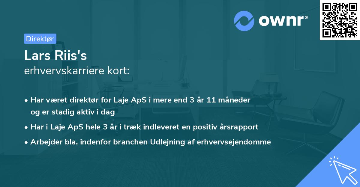 Lars Riis's erhvervskarriere kort