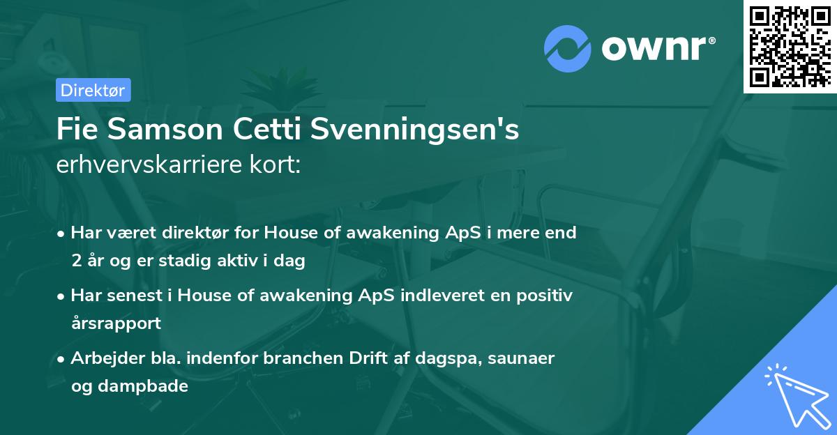 Fie Samson Cetti Svenningsen's erhvervskarriere kort