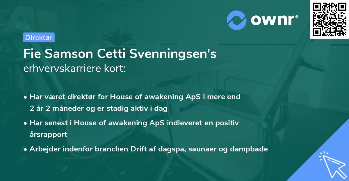 Fie Samson Cetti Svenningsen's erhvervskarriere kort