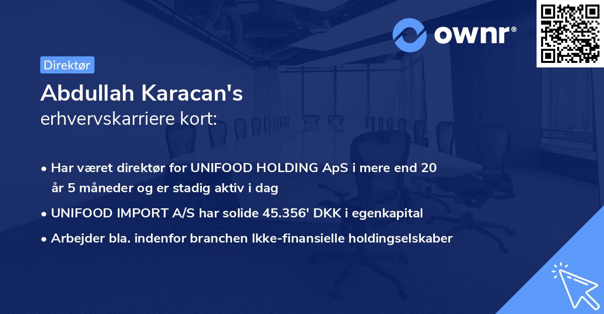 Abdullah Karacan's erhvervskarriere kort