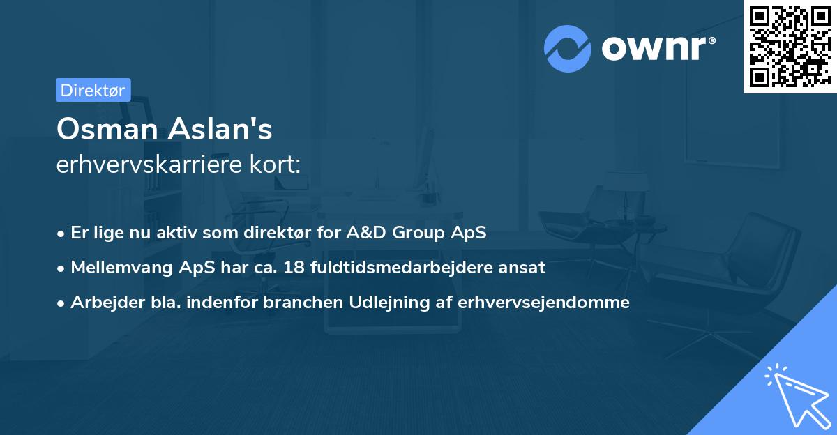 Osman Aslan's erhvervskarriere kort