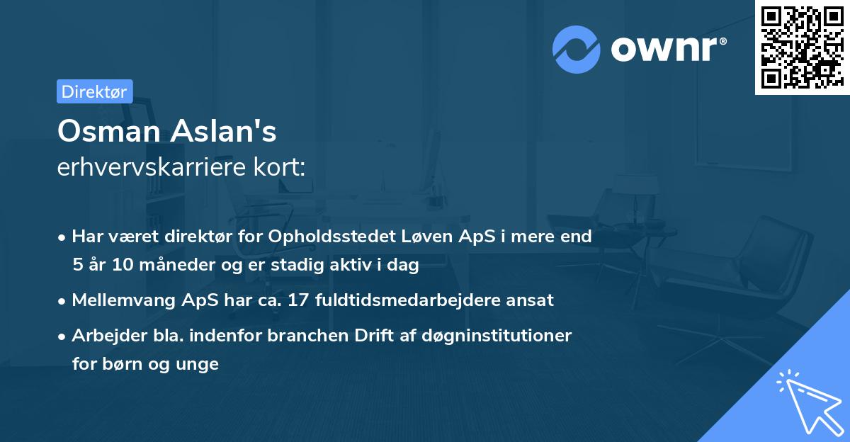 Osman Aslan's erhvervskarriere kort
