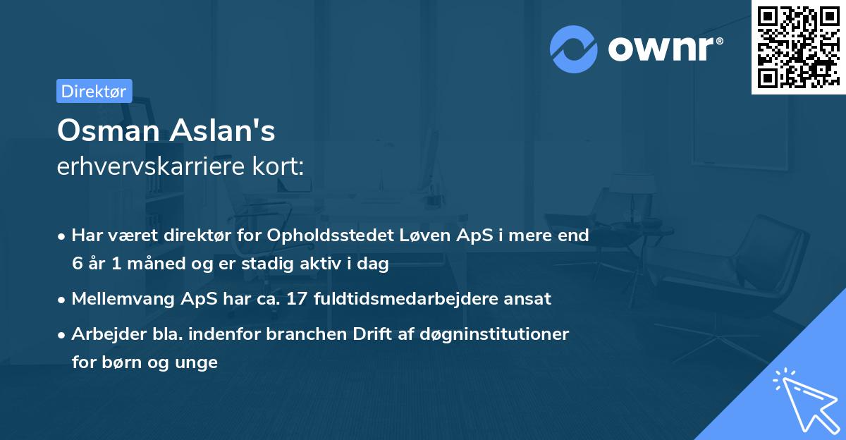 Osman Aslan's erhvervskarriere kort