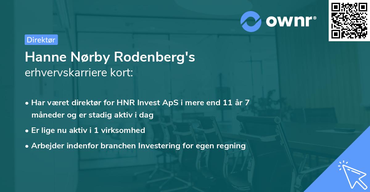 Hanne Nørby Rodenberg's erhvervskarriere kort