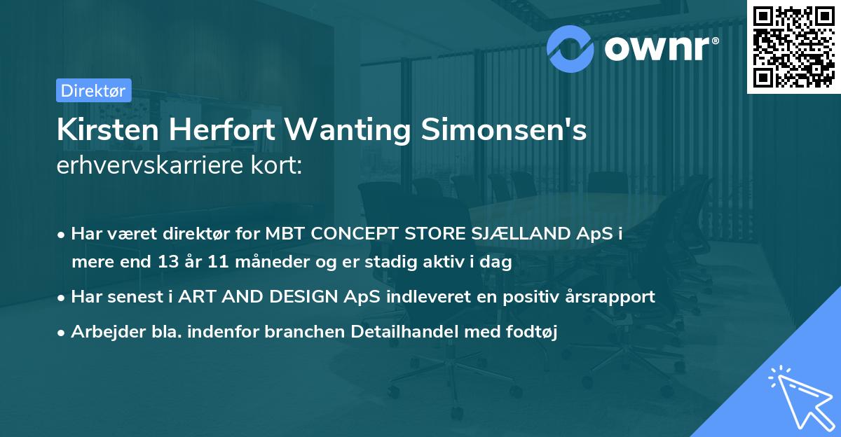Kirsten Herfort Wanting Simonsen's erhvervskarriere kort