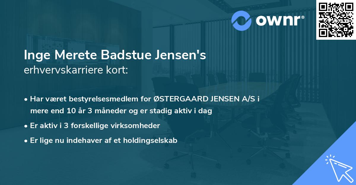 Inge Merete Badstue Jensen's erhvervskarriere kort