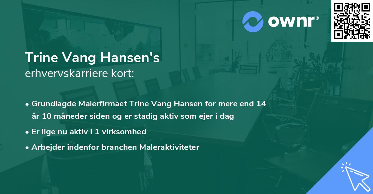 Trine Vang Hansen's erhvervskarriere kort